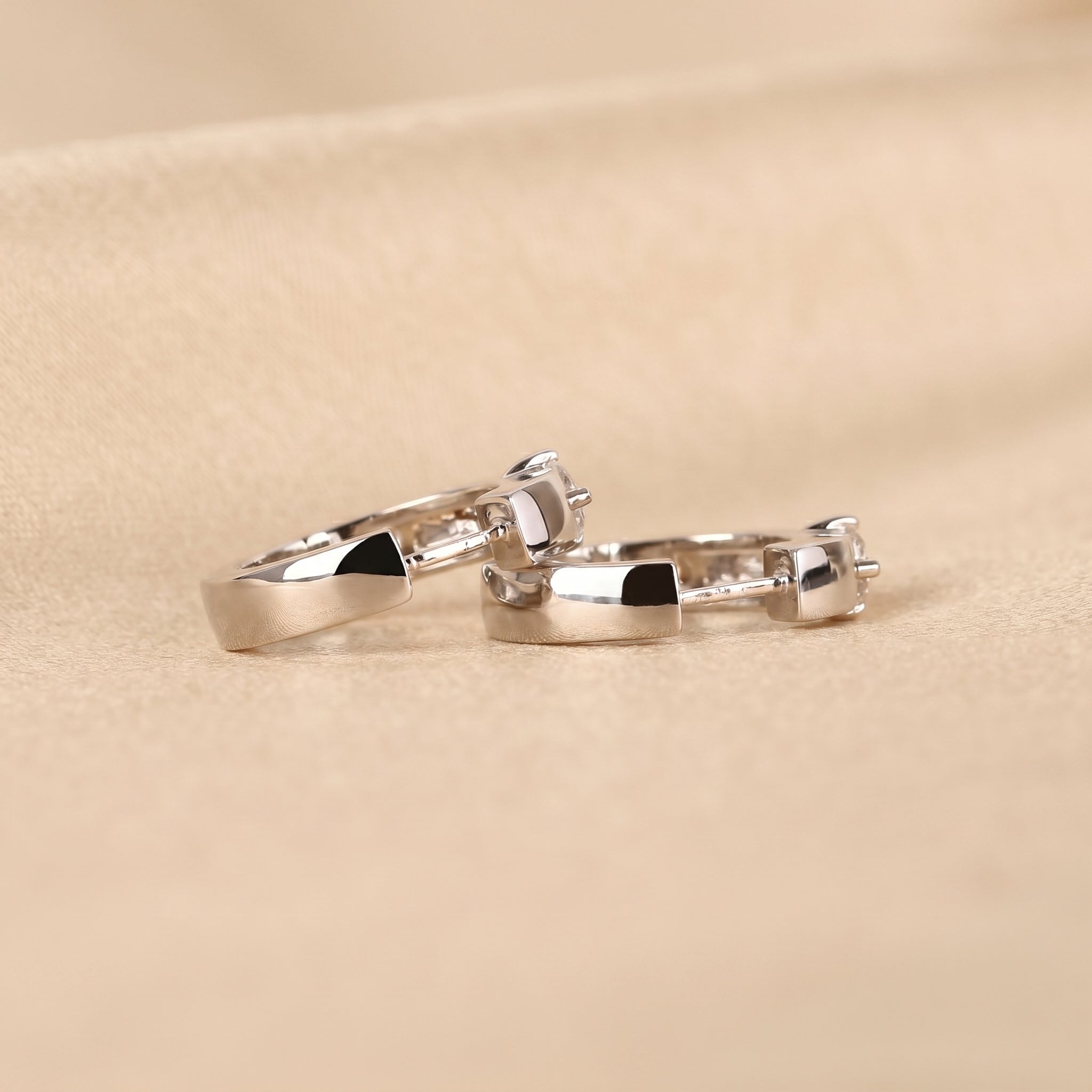 Solitaire Lab Grown Diamond Hoop Earrings in 18K White Gold 0.52 CTW
