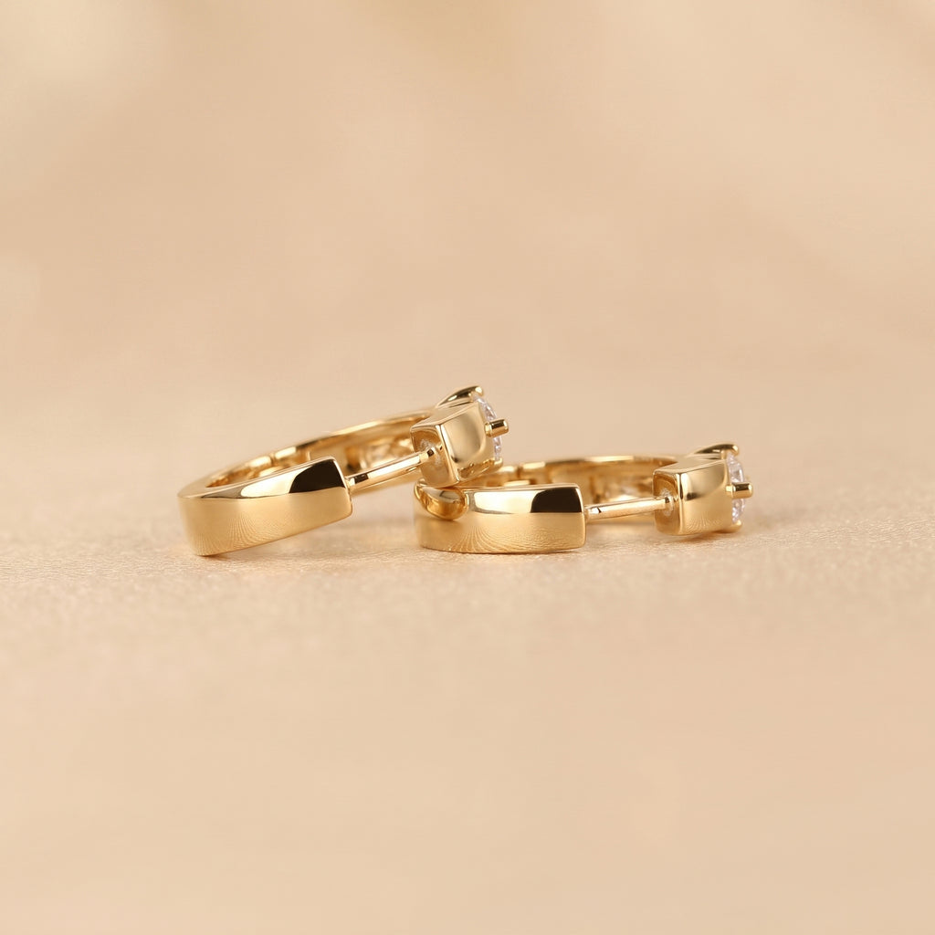 Solitaire Lab Grown Diamond Hoop Earrings in 18K Yellow Gold 0.52 CTW
