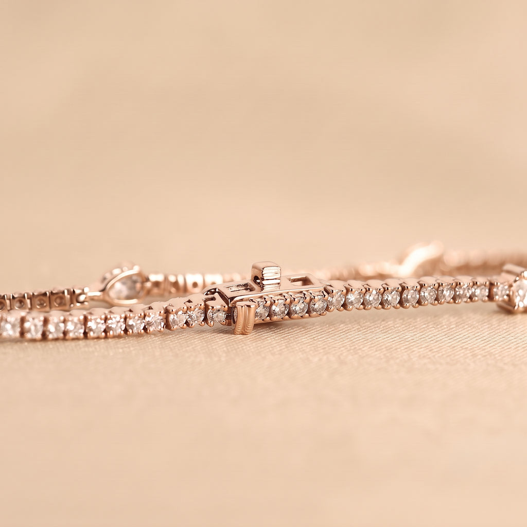 Station Round & Pear Lab Grown Diamond Tennis Bracelet in 10K Rose Gold 2 CTW