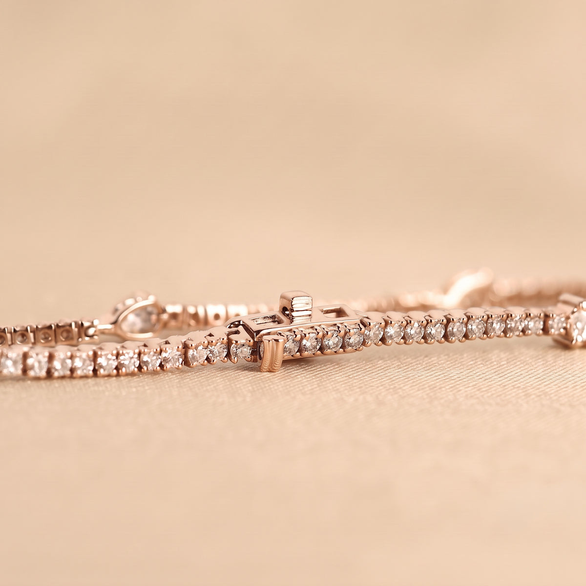 Station Round & Pear Lab Grown Diamond Tennis Bracelet in 10K Rose Gold 2 CTW