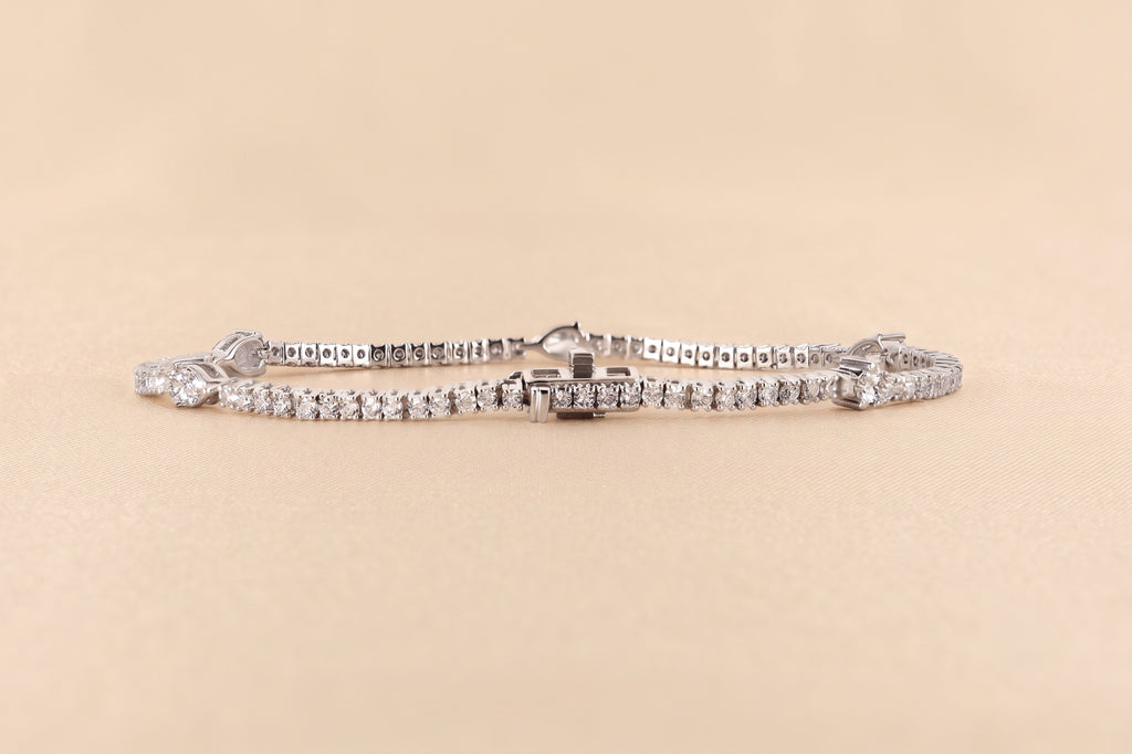 Station Round & Pear Lab Grown Diamond Tennis Bracelet in 10K White Gold 2 CTW