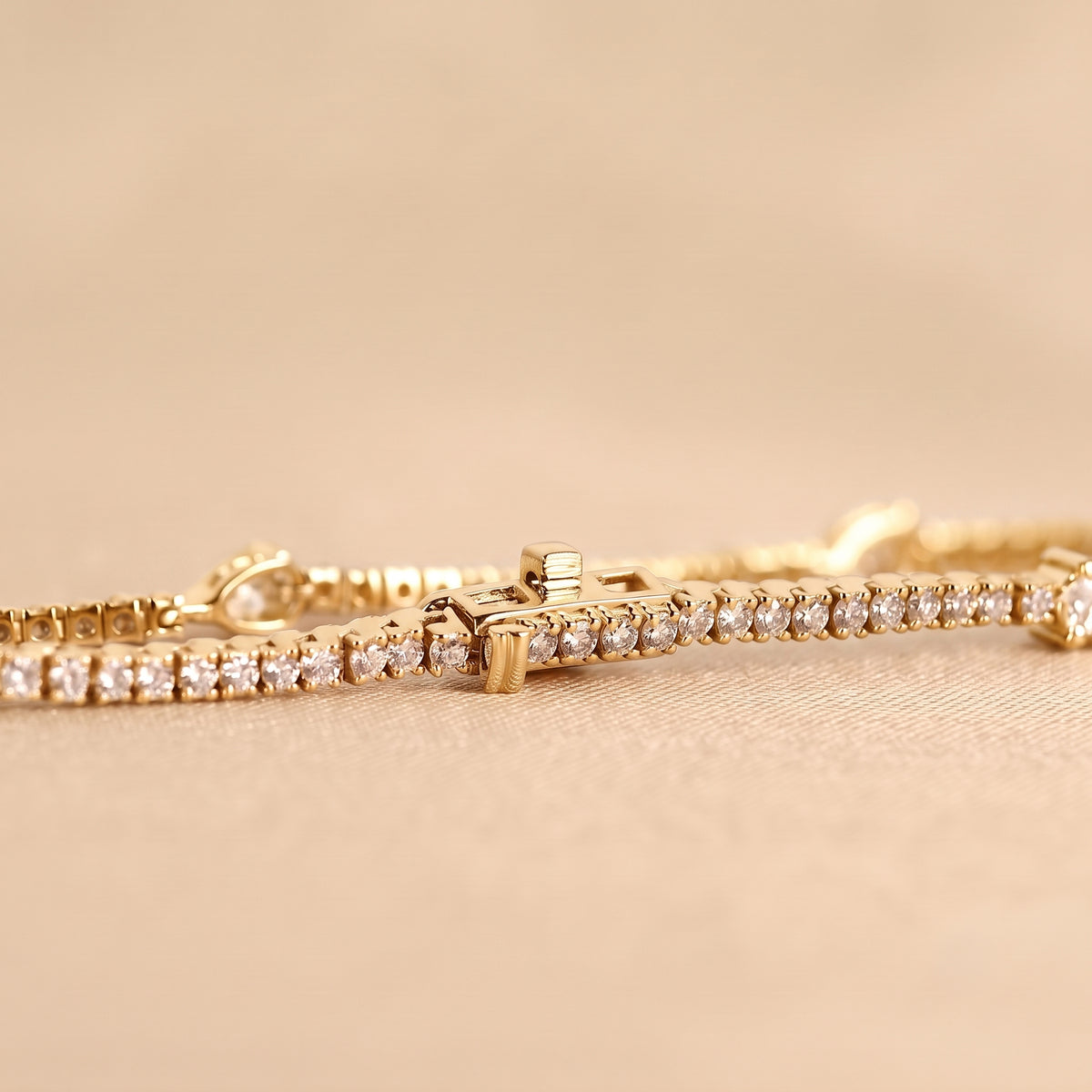 Station Round & Pear Lab Grown Diamond Tennis Bracelet in 10K Yellow Gold 2 CTW