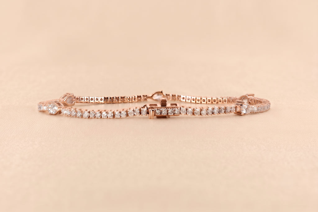 Station Round & Pear Lab Grown Diamond Tennis Bracelet in 14K Rose Gold 2 CTW