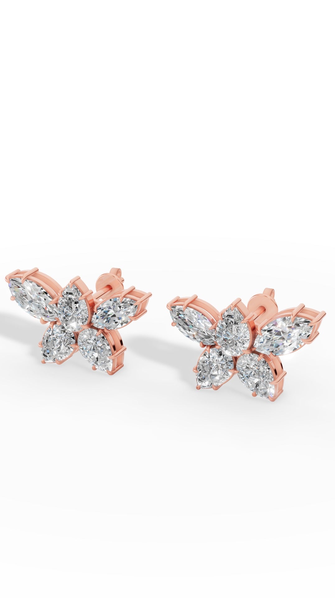 Stud Earring Featuring Marquise And Pear Cut Multi Stone 10K Rose Gold 3.5 CTW