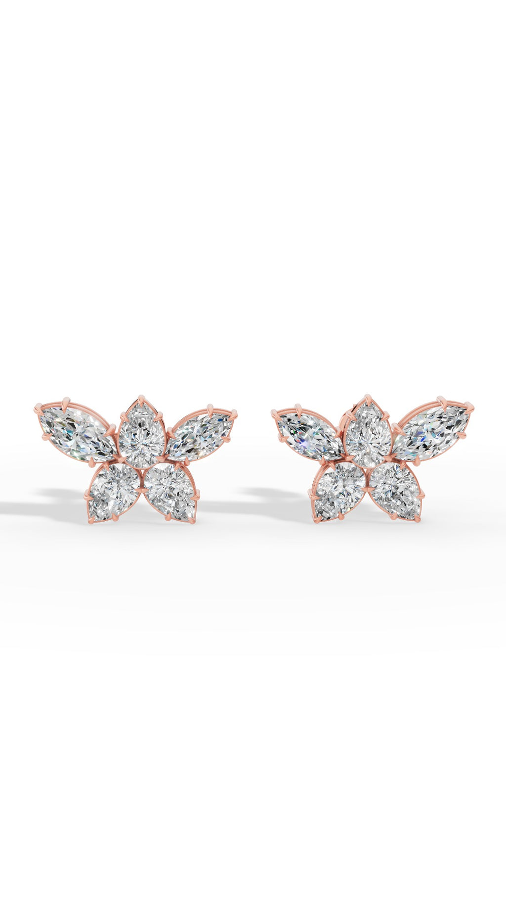 Stud Earring Featuring Marquise And Pear Cut Multi Stone 10K Rose Gold 3.5 CTW