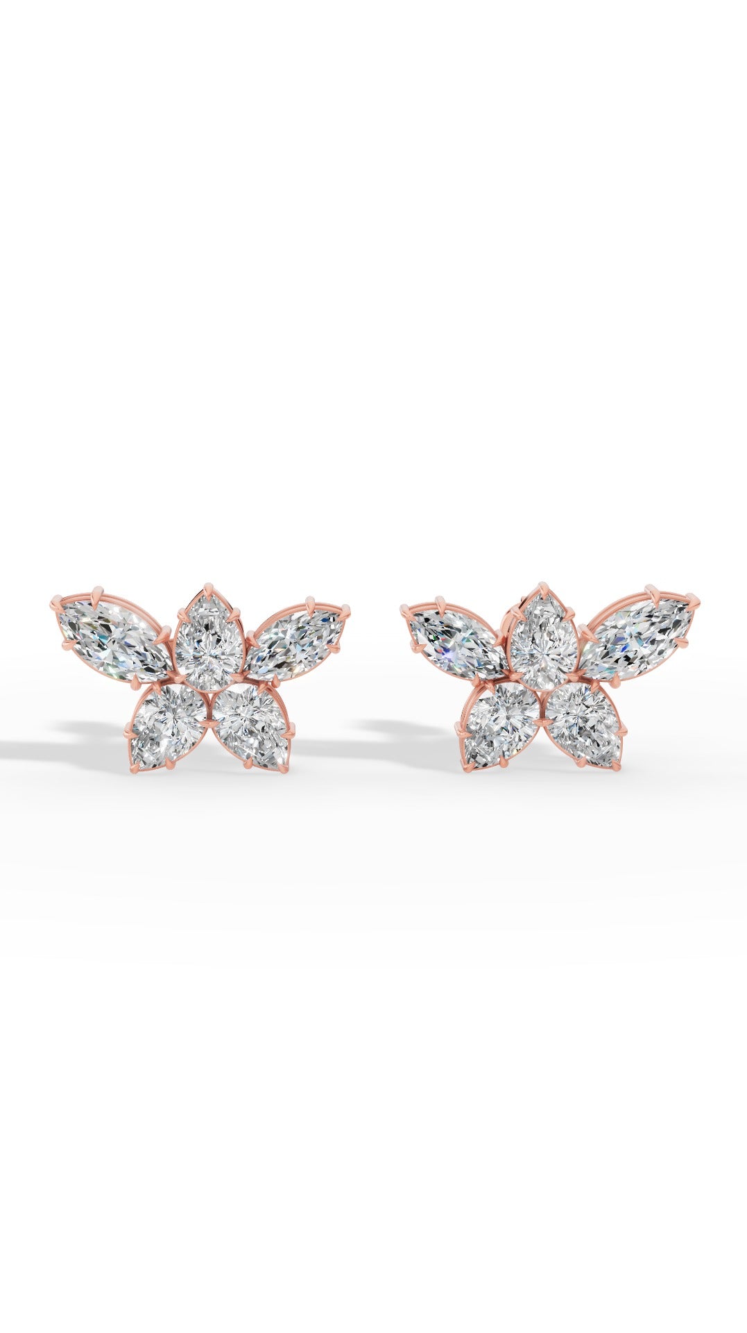 Stud Earring Featuring Marquise And Pear Cut Multi Stone 10K Rose Gold 3.5 CTW