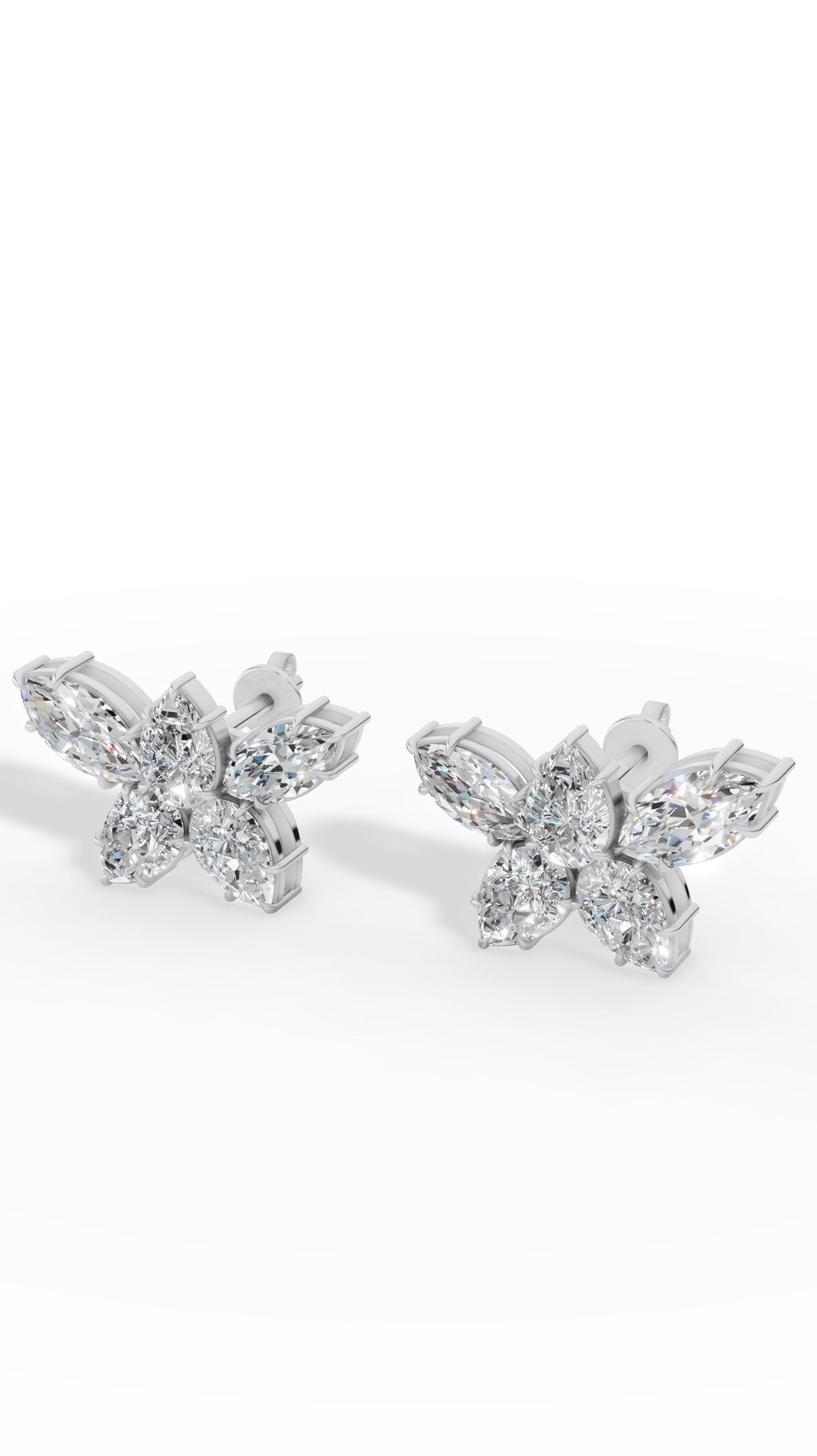 Stud Earring Featuring Marquise And Pear Cut Multi Stone 10K White Gold 3.5 CTW