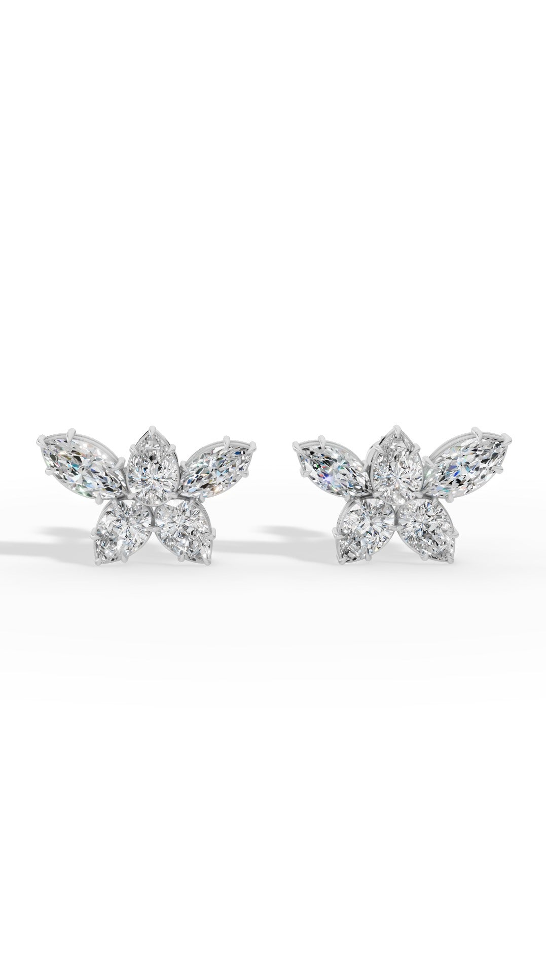 Stud Earring Featuring Marquise And Pear Cut Multi Stone 10K White Gold 3.5 CTW