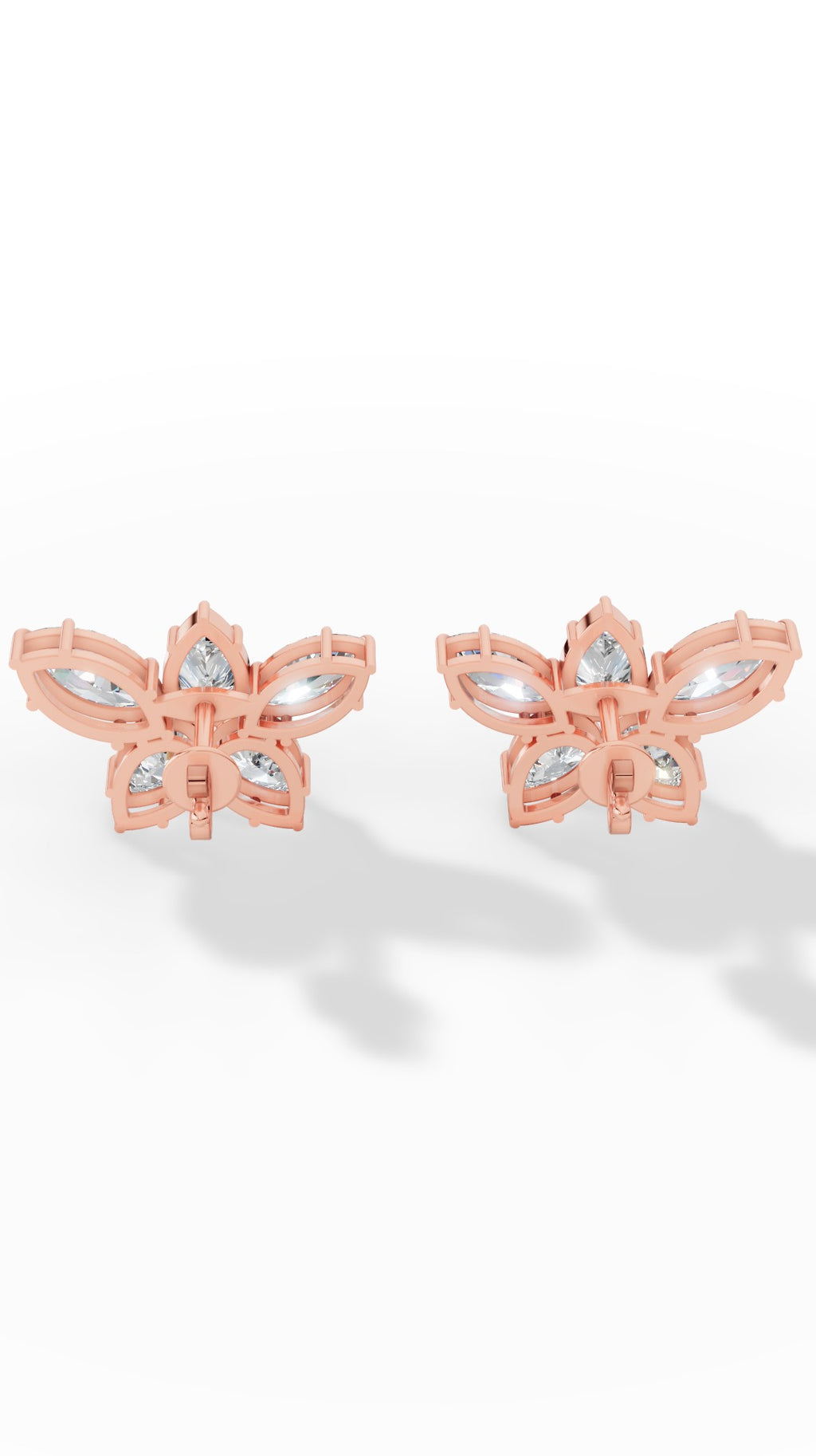 Stud Earring Featuring Marquise And Pear Cut Multi Stone 14K Rose Gold 3.5 CTW