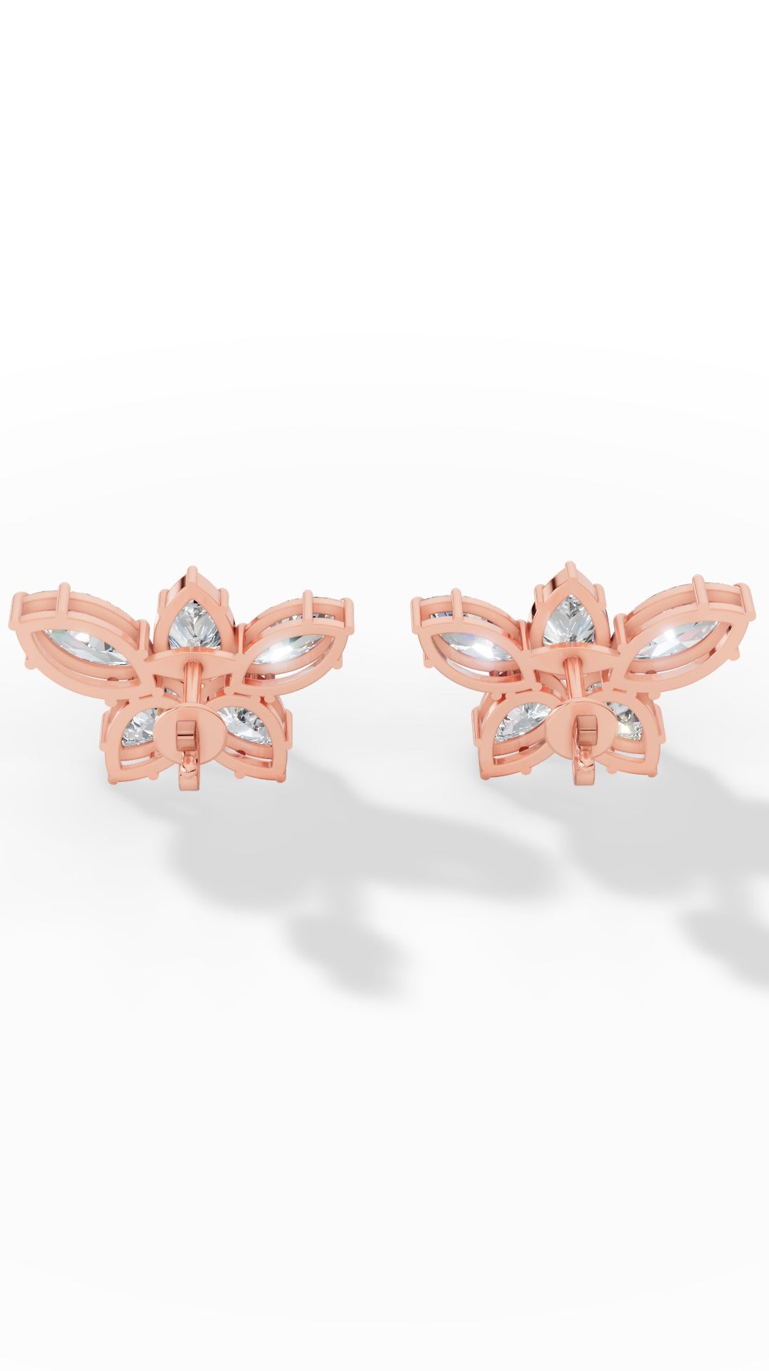 Stud Earring Featuring Marquise And Pear Cut Multi Stone 14K Rose Gold 3.5 CTW