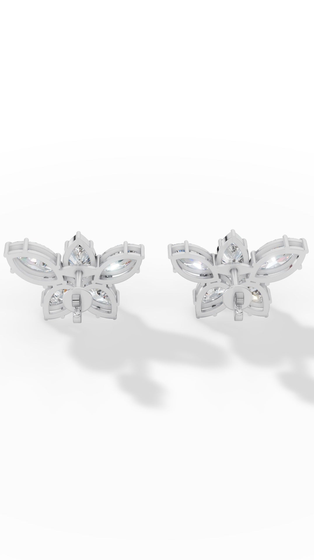 Stud Earring Featuring Marquise And Pear Cut Multi Stone 14K White Gold 3.5 CTW