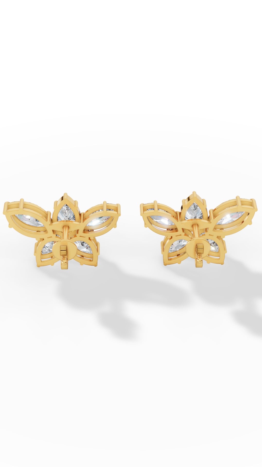Stud Earring Featuring Marquise And Pear Cut Multi Stone 14K Yellow Gold 3.5 CTW