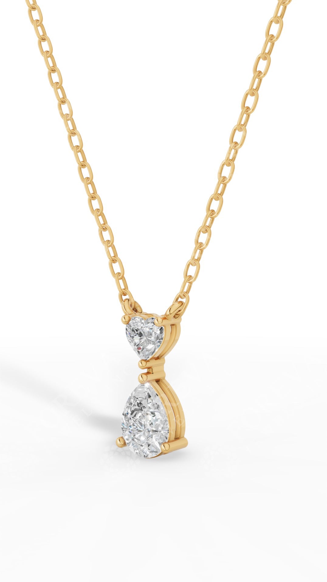 East West Solitaire Pear Cut Necklace In With Chain 10K Yellow Gold 2.2 CTW