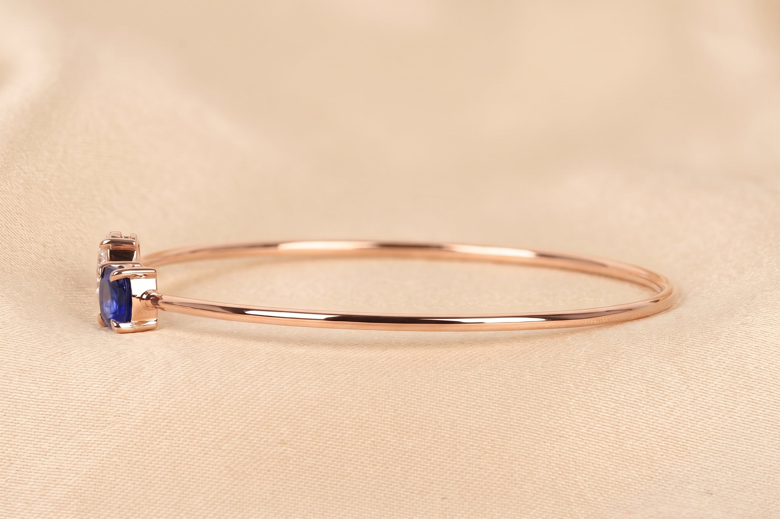 Toi Et Moi Cushion & Oval Lab Grown Diamond Bangle Bracelet in 18K Rose Gold 2.50 CTW