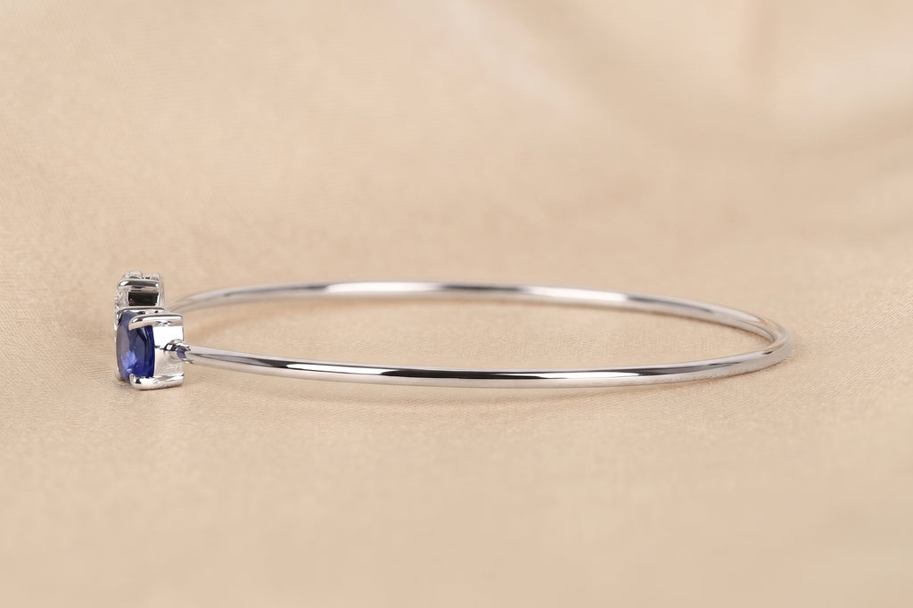 Toi Et Moi Cushion & Oval Lab Grown Diamond Bangle Bracelet in 18K White Gold 2.50 CTW