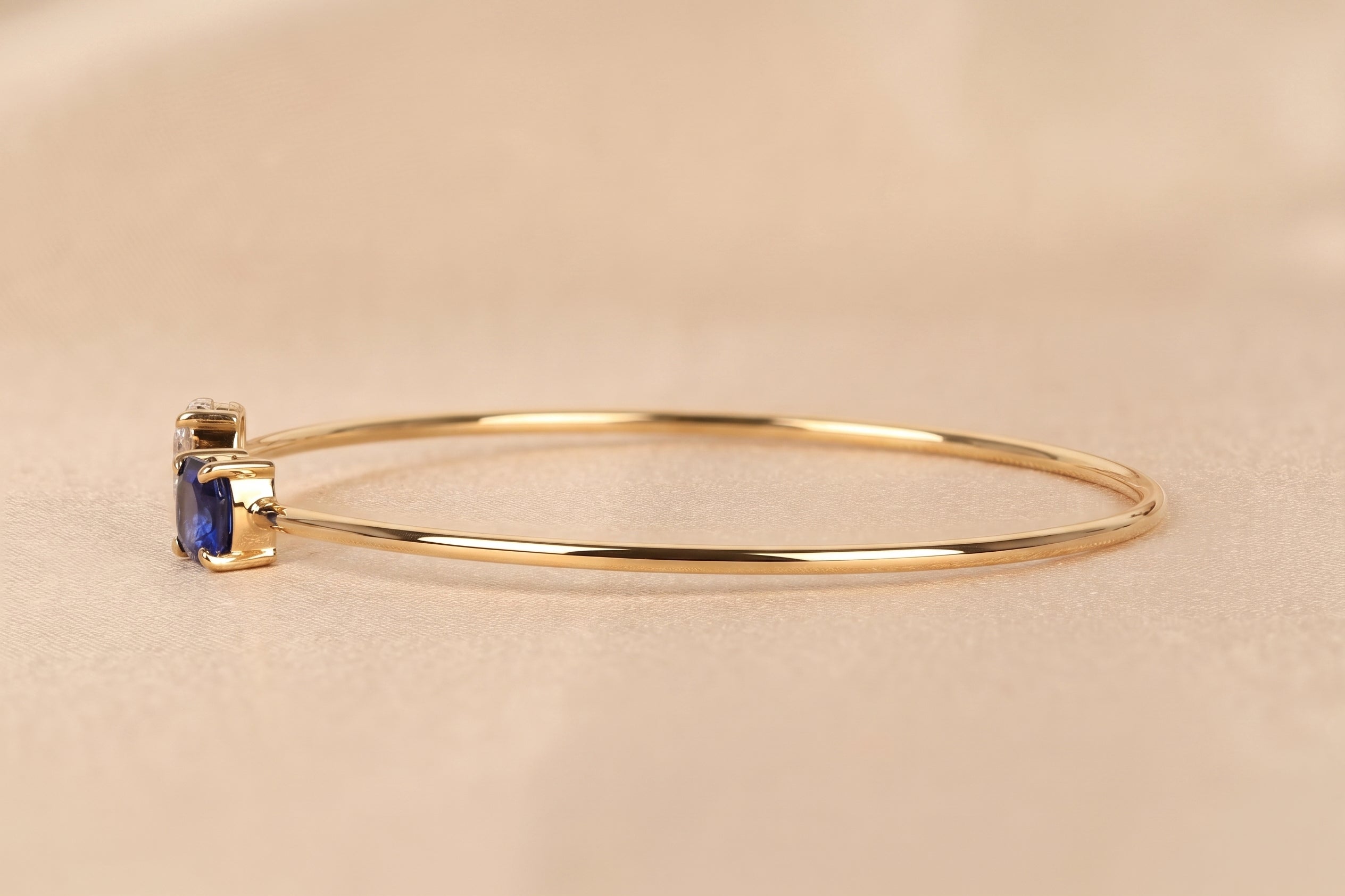 Toi Et Moi Cushion & Oval Lab Grown Diamond Bangle Bracelet in 18K Yellow Gold 2.50 CTW