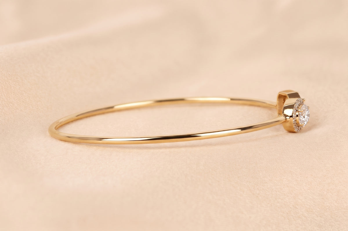 Toi Et Moi Halo Marquise & Emerald Cut Lab Grown Diamond Bangle Bracelet in 10K Yellow Gold 1.90 CTW