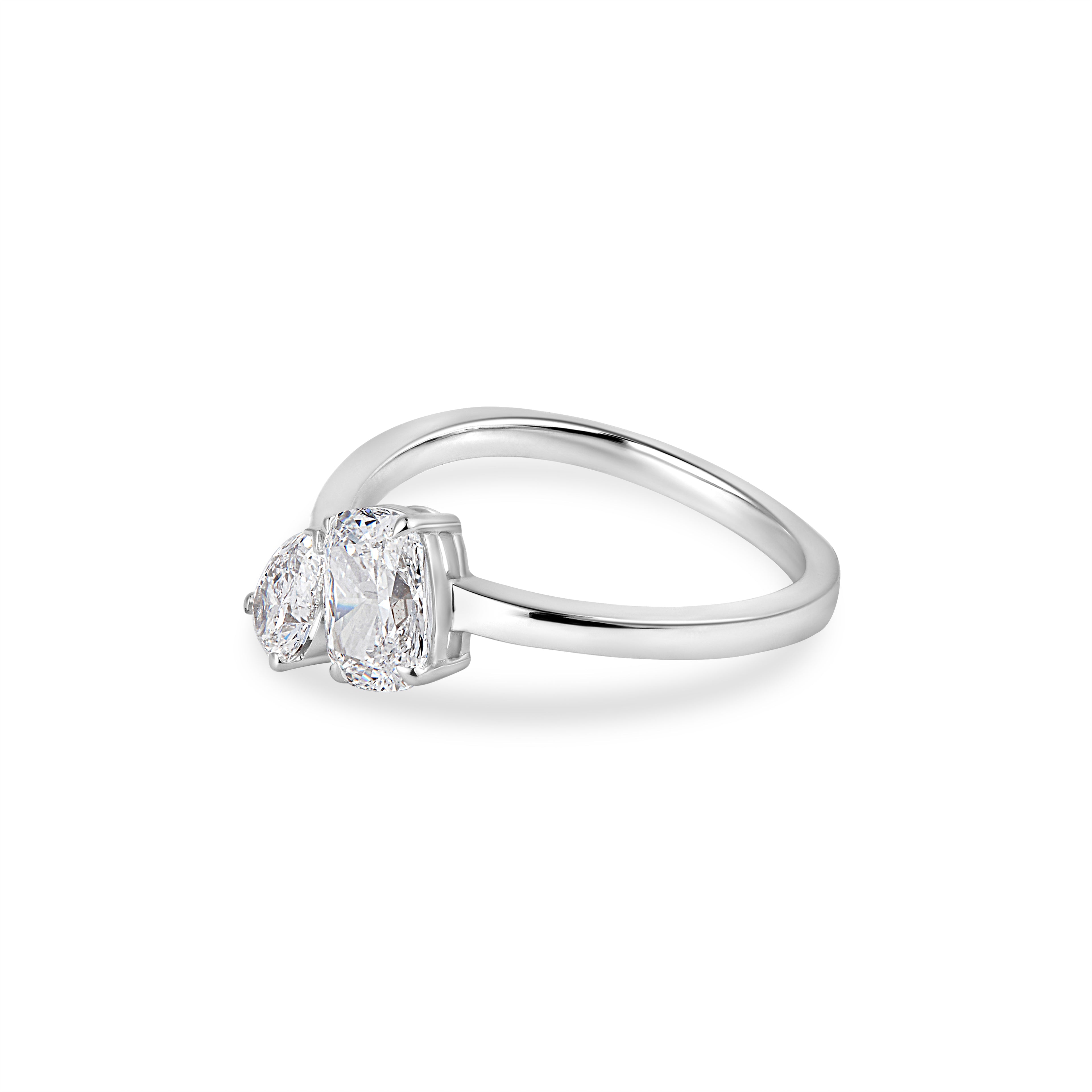 Toi-Et-Moi In Cushion & Pear Cut Lab Grown Diamond Ring 18k white gold