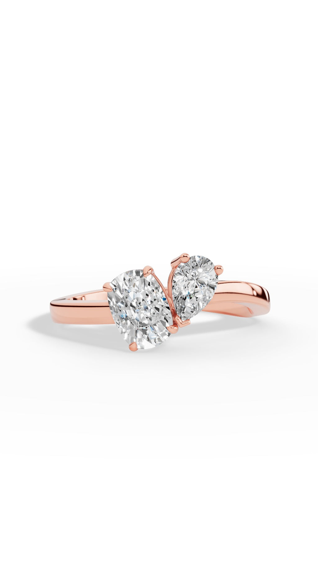 Toi-Et-Moi In Cushion & Pear Cut Ring 10K Rose Gold 1.59 CTW