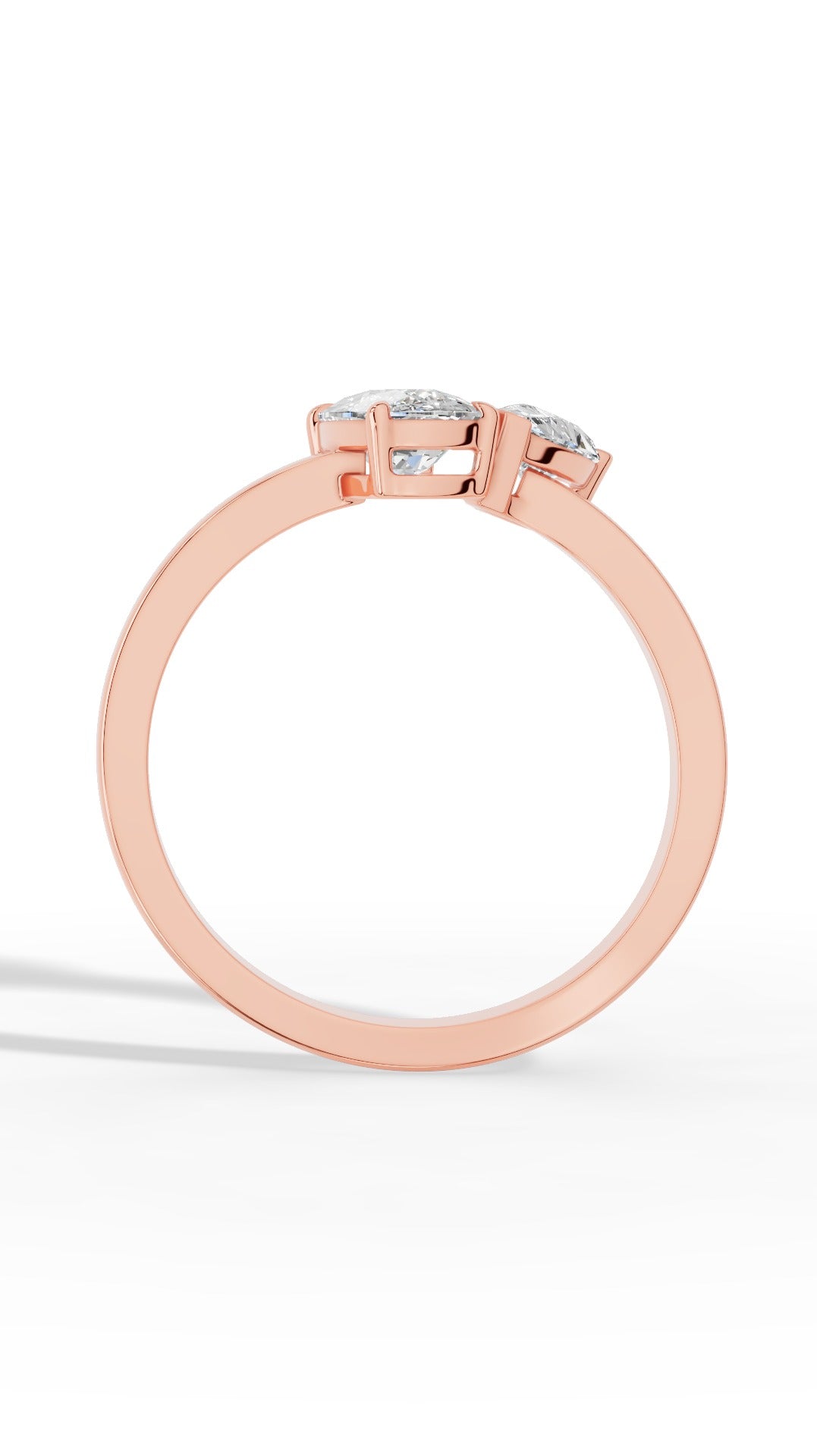 Toi-Et-Moi In Cushion & Pear Cut Ring 18K Rose Gold 1.59 CTW