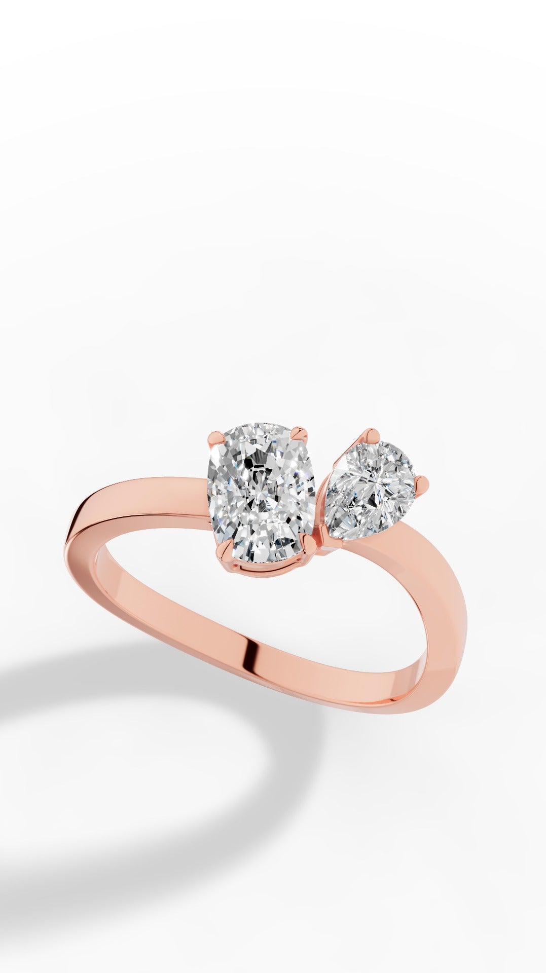 Toi-Et-Moi In Cushion & Pear Cut Ring 18K Rose Gold 1.59 CTW