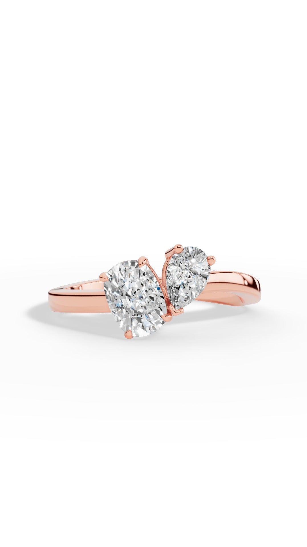 Toi-Et-Moi In Cushion & Pear Cut Ring 18K Rose Gold 1.59 CTW