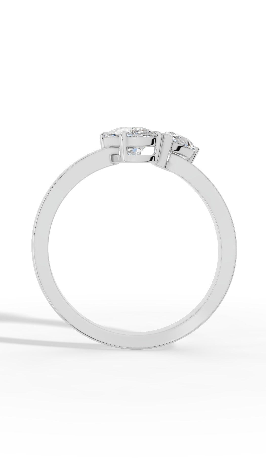 Toi-Et-Moi In Cushion & Pear Cut Ring 18K White Gold 1.59 CTW