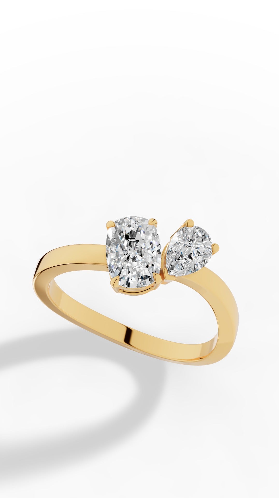 Toi-Et-Moi In Cushion & Pear Cut Ring 18K Yellow Gold 1.59 CTW