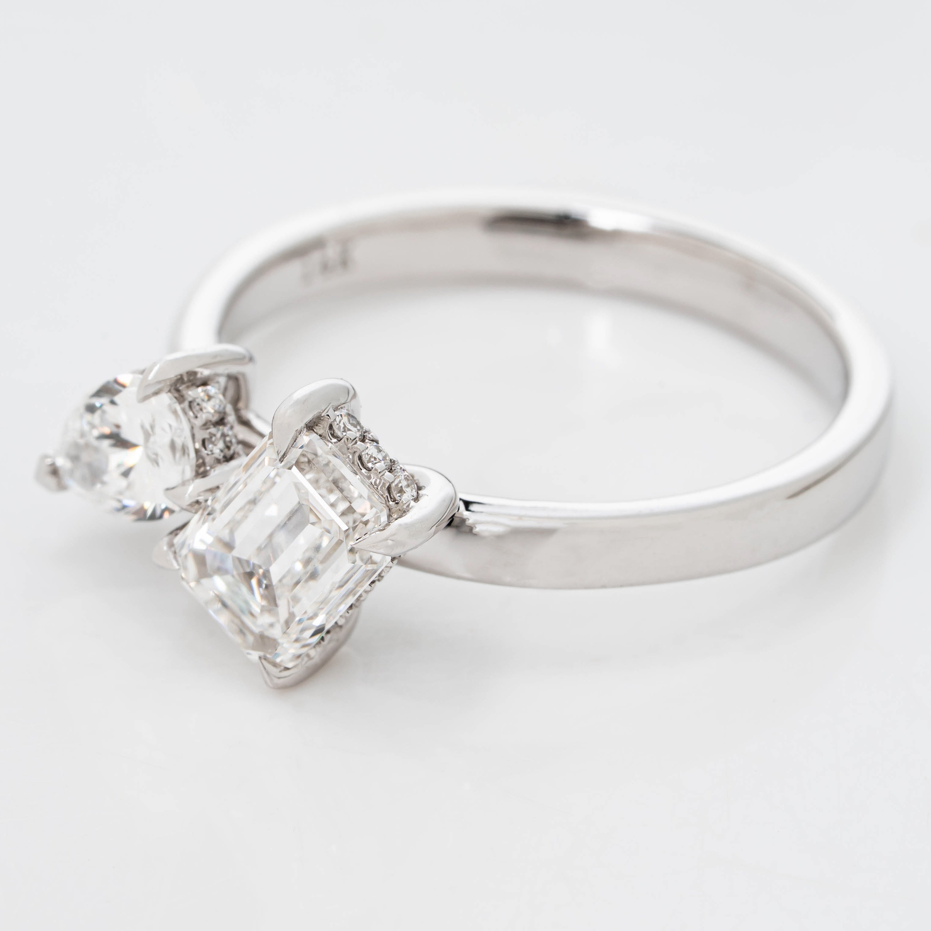 Toi-Et-Moi In Pear & Emerald Cut Lab Grown Diamond Ring 18k white gold