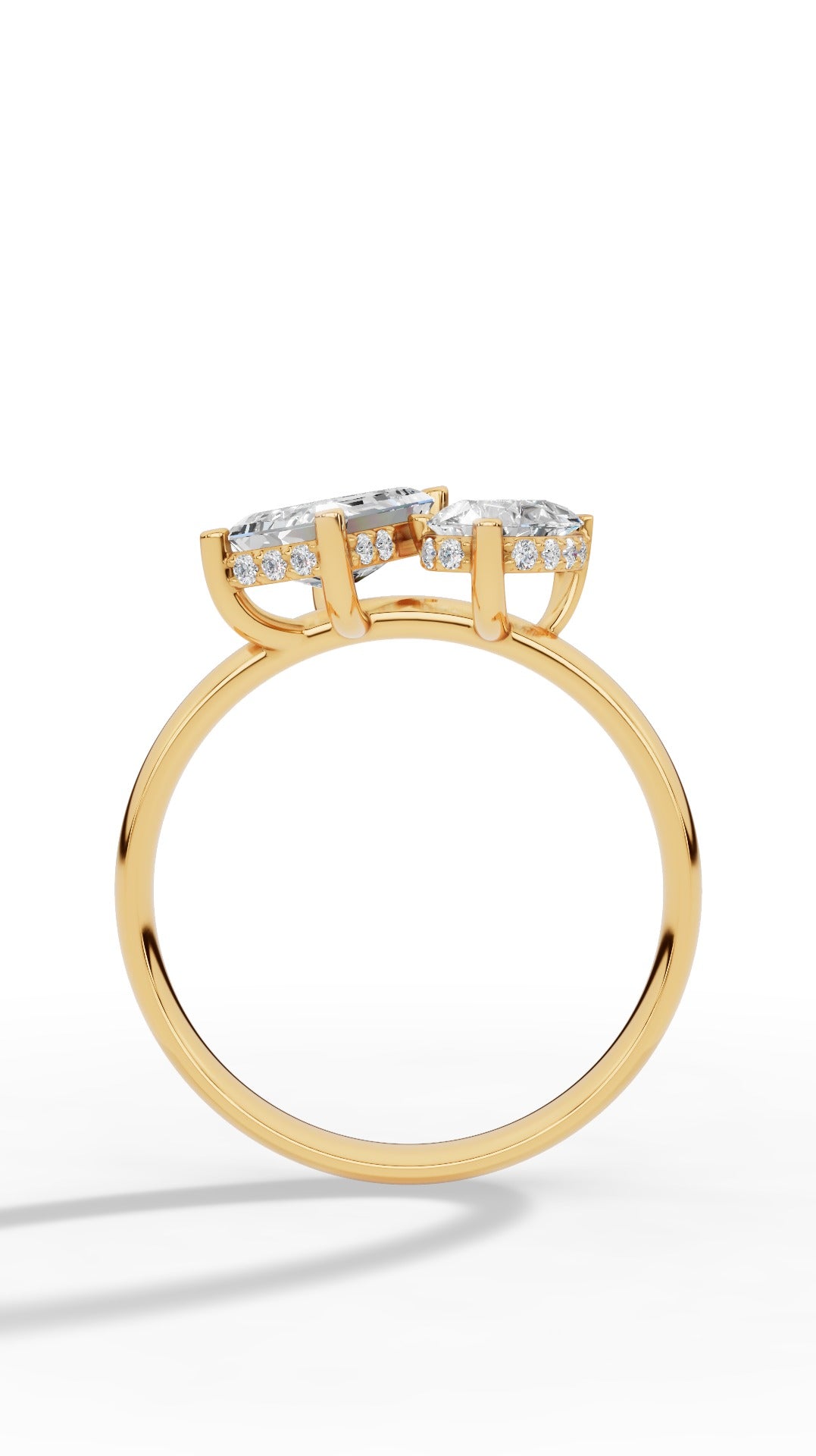 Toi-Et-Moi In Pear & Emerald Cut Ring 14K Yellow Gold 1.5 CTW