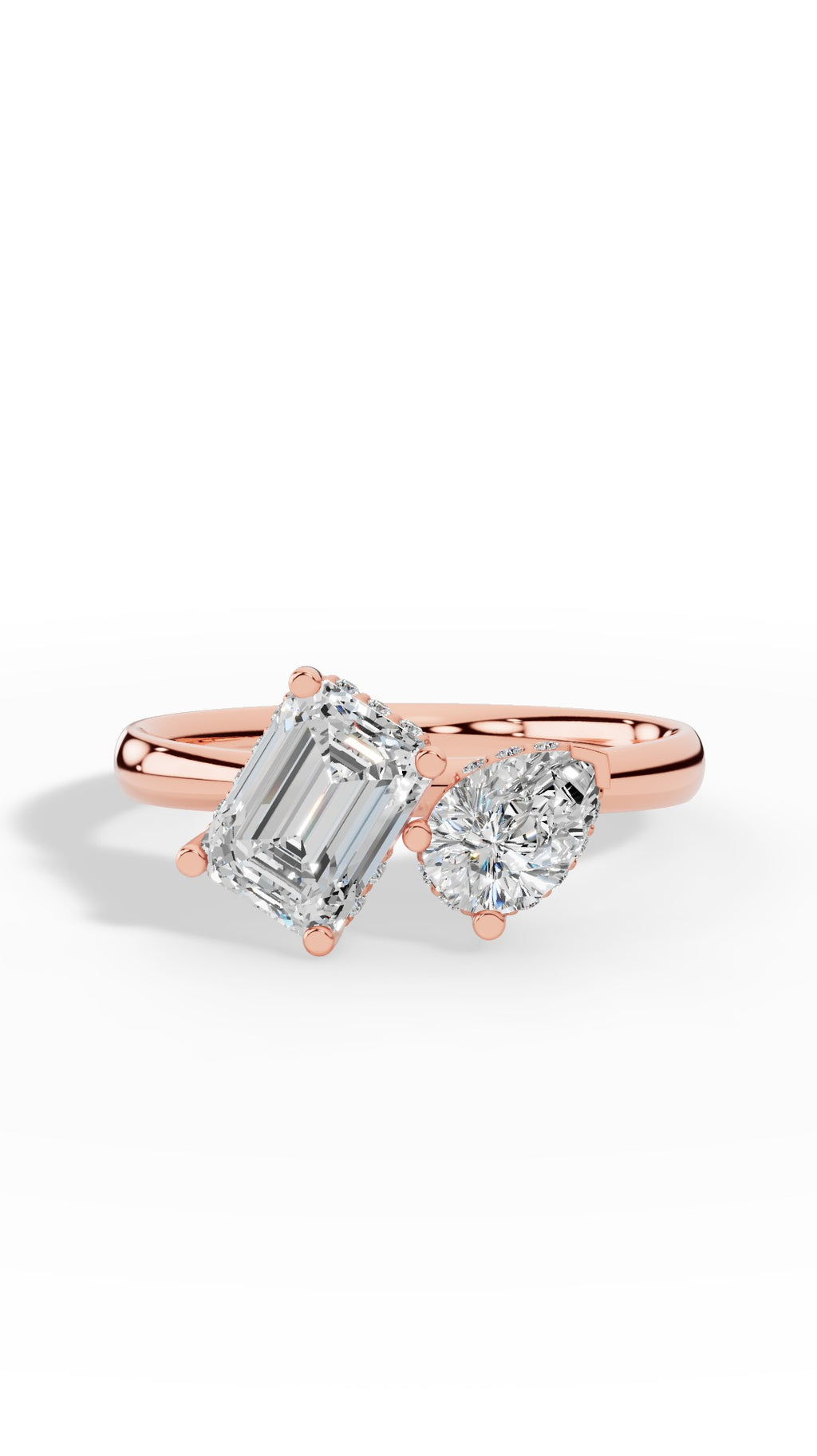 Toi-Et-Moi In Pear & Emerald Cut Ring 18K Rose Gold 1.5 CTW