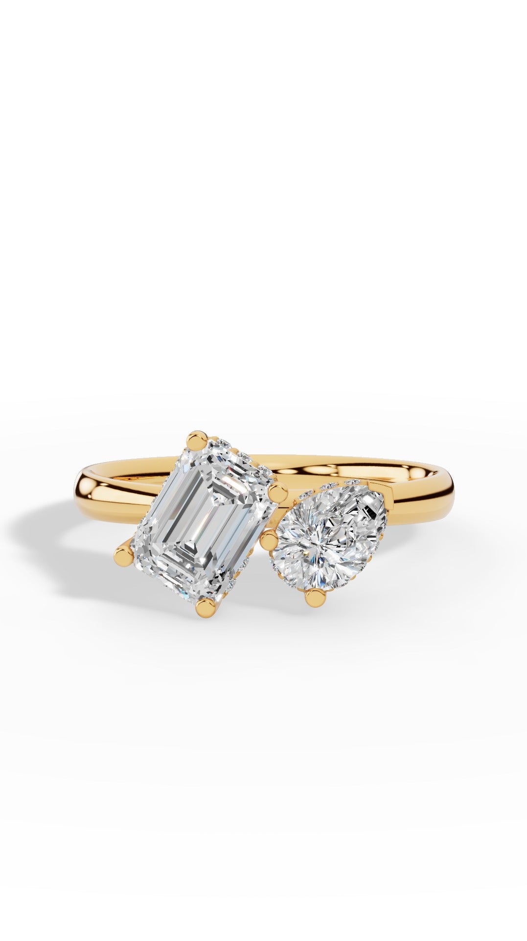 Toi-Et-Moi In Pear & Emerald Cut Ring 18K Yellow Gold 1.5 CTW