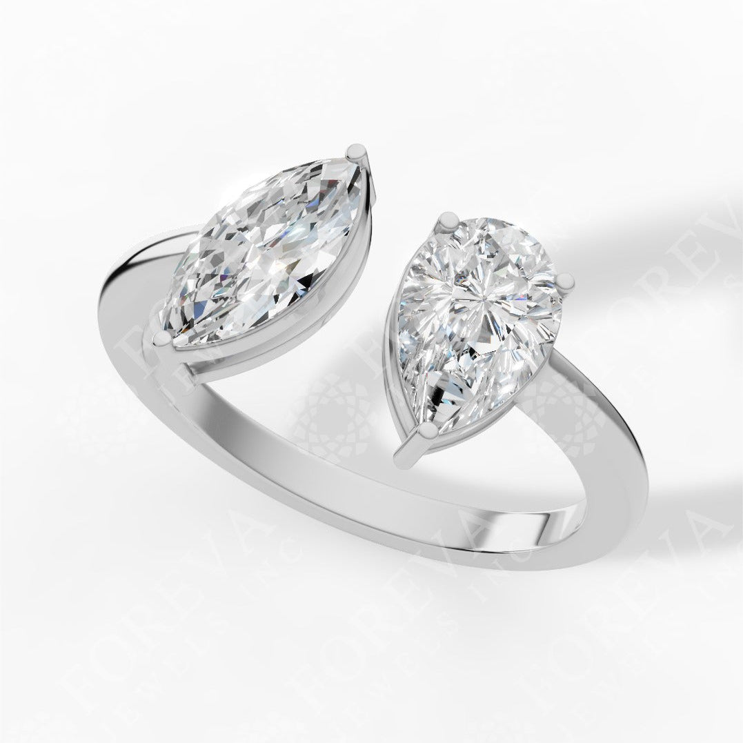 Toi-Et-Moi In Pear & Marquise Cut Lab Grown Diamond Two Stone Ring