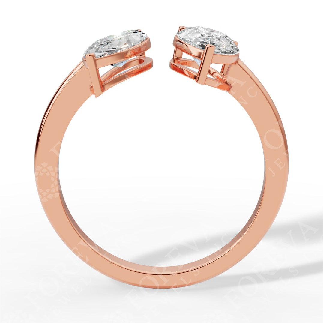 Toi-Et-Moi In Pear & Marquise Cut Lab Grown Diamond Two Stone Ring rose gold side