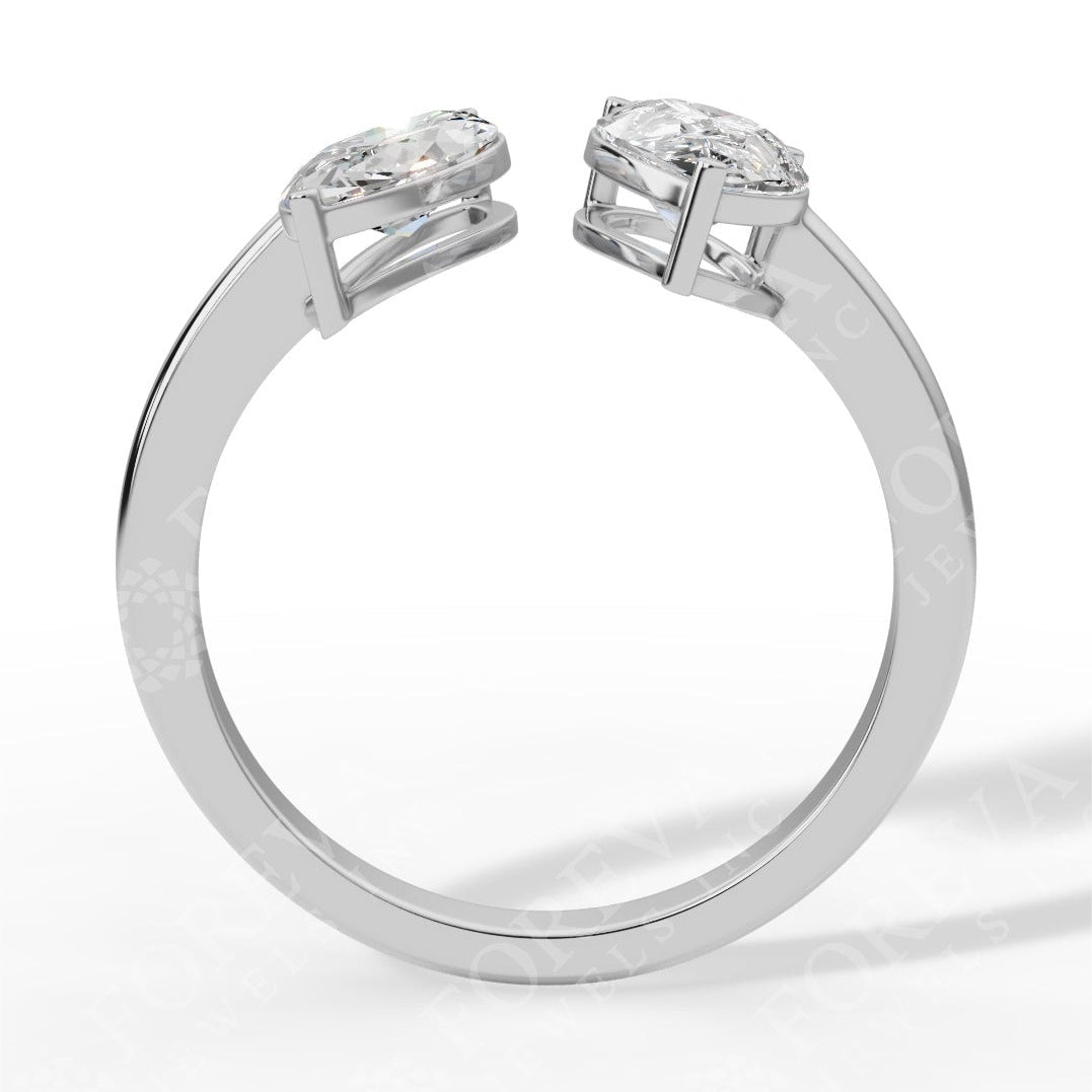 Toi-Et-Moi In Pear & Marquise Cut Lab Grown Diamond Two Stone Ring white gold side