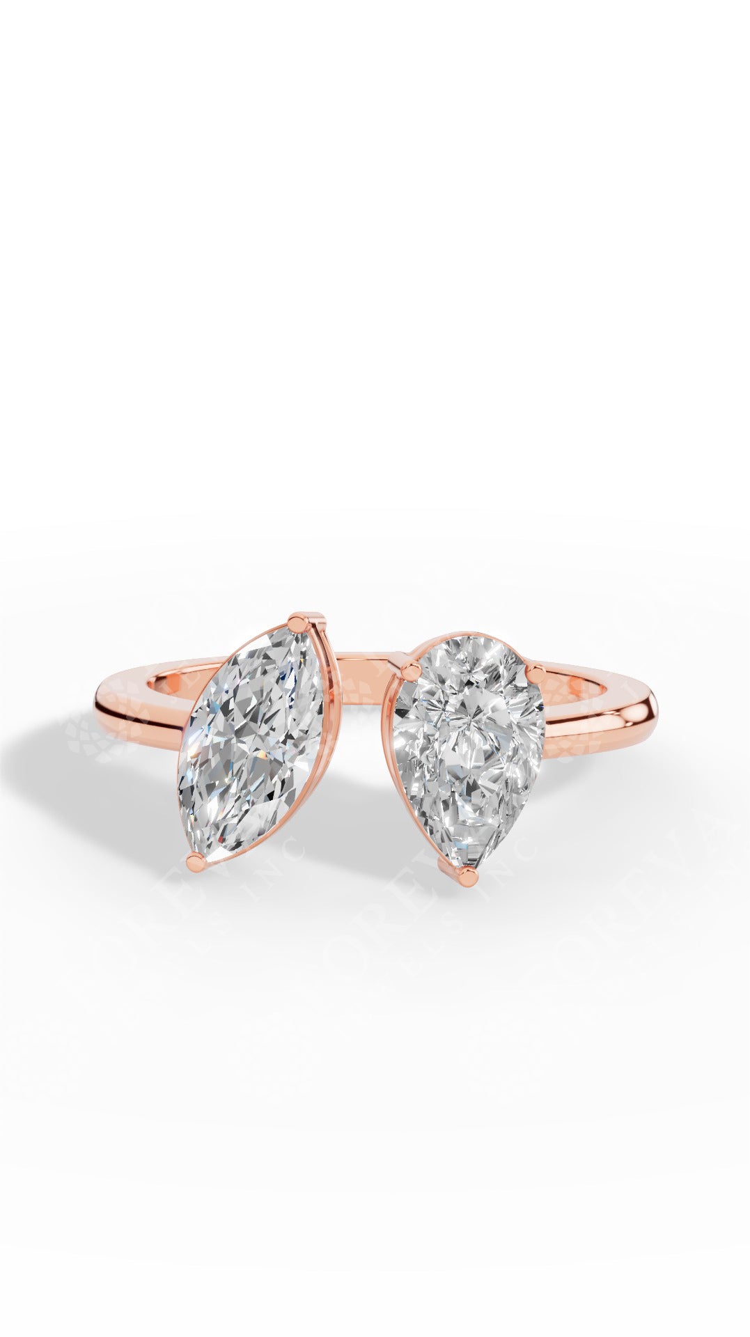 Toi-Et-Moi In Pear & Marquise Cut Two Stone Ring 10K Rose Gold 1.7 CTW