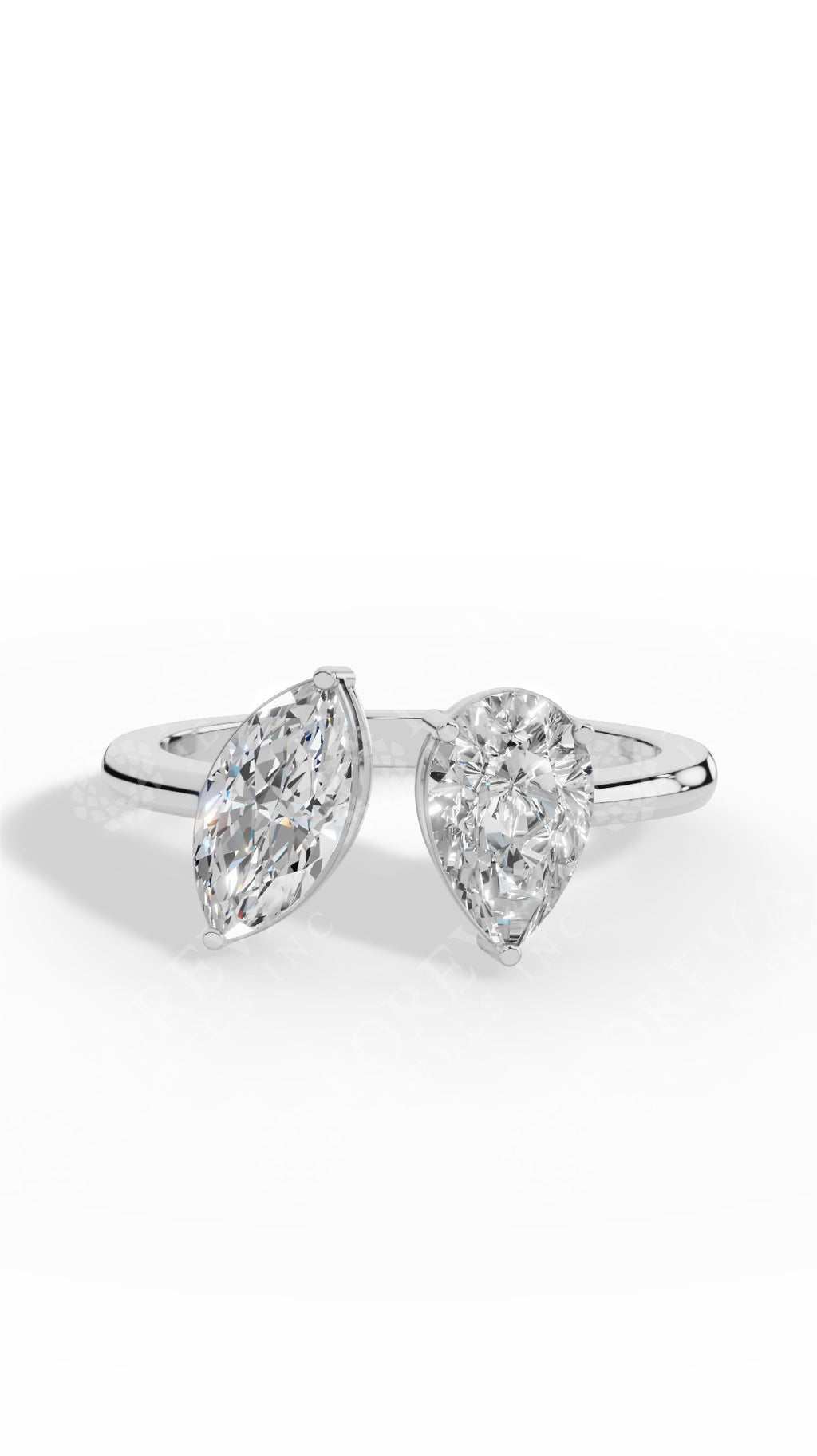 Toi-Et-Moi In Pear & Marquise Cut Two Stone Ring 14K White Gold 1.7 CTW
