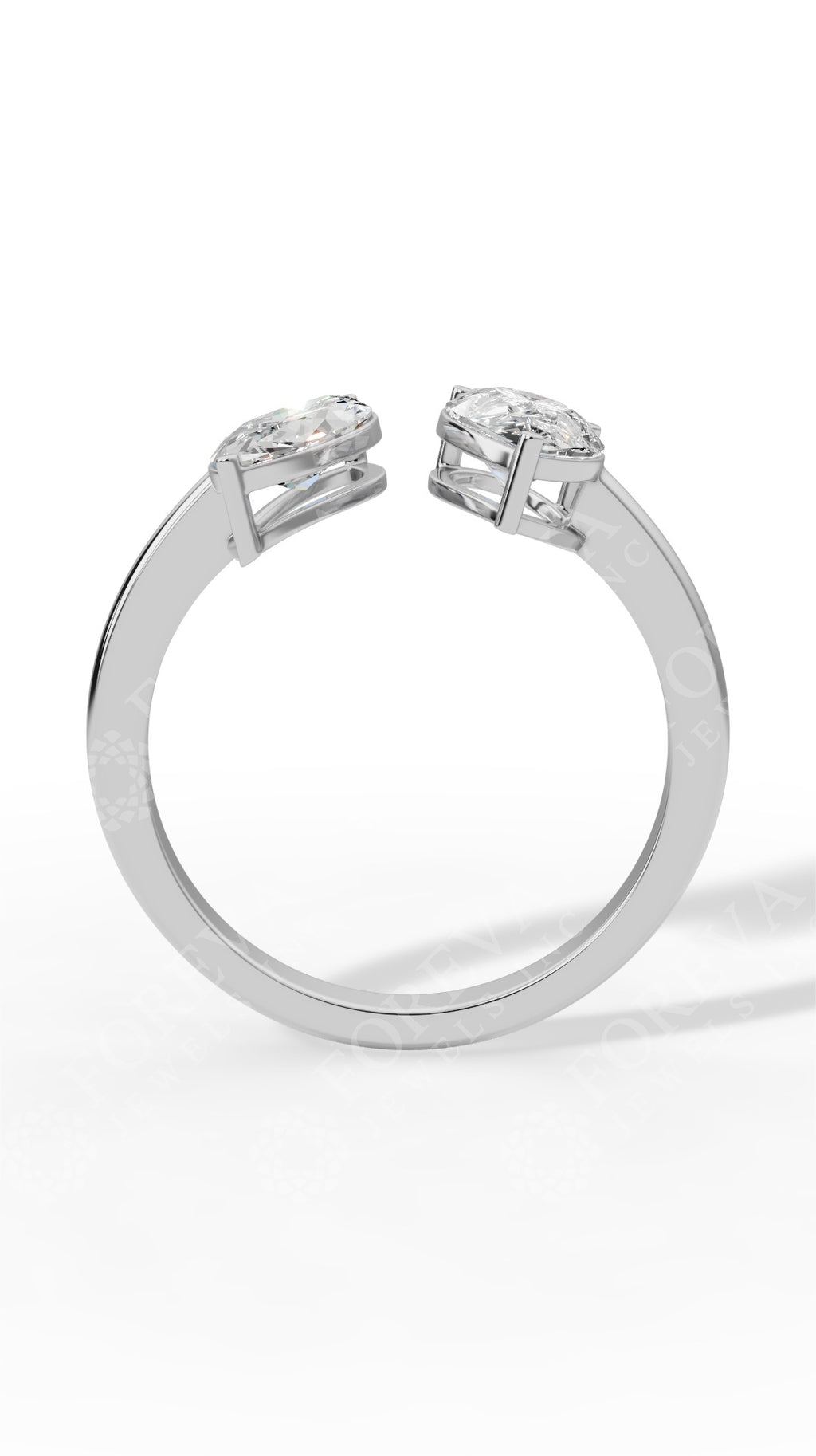Toi-Et-Moi In Pear & Marquise Cut Two Stone Ring 18K White Gold 1.7 CTW