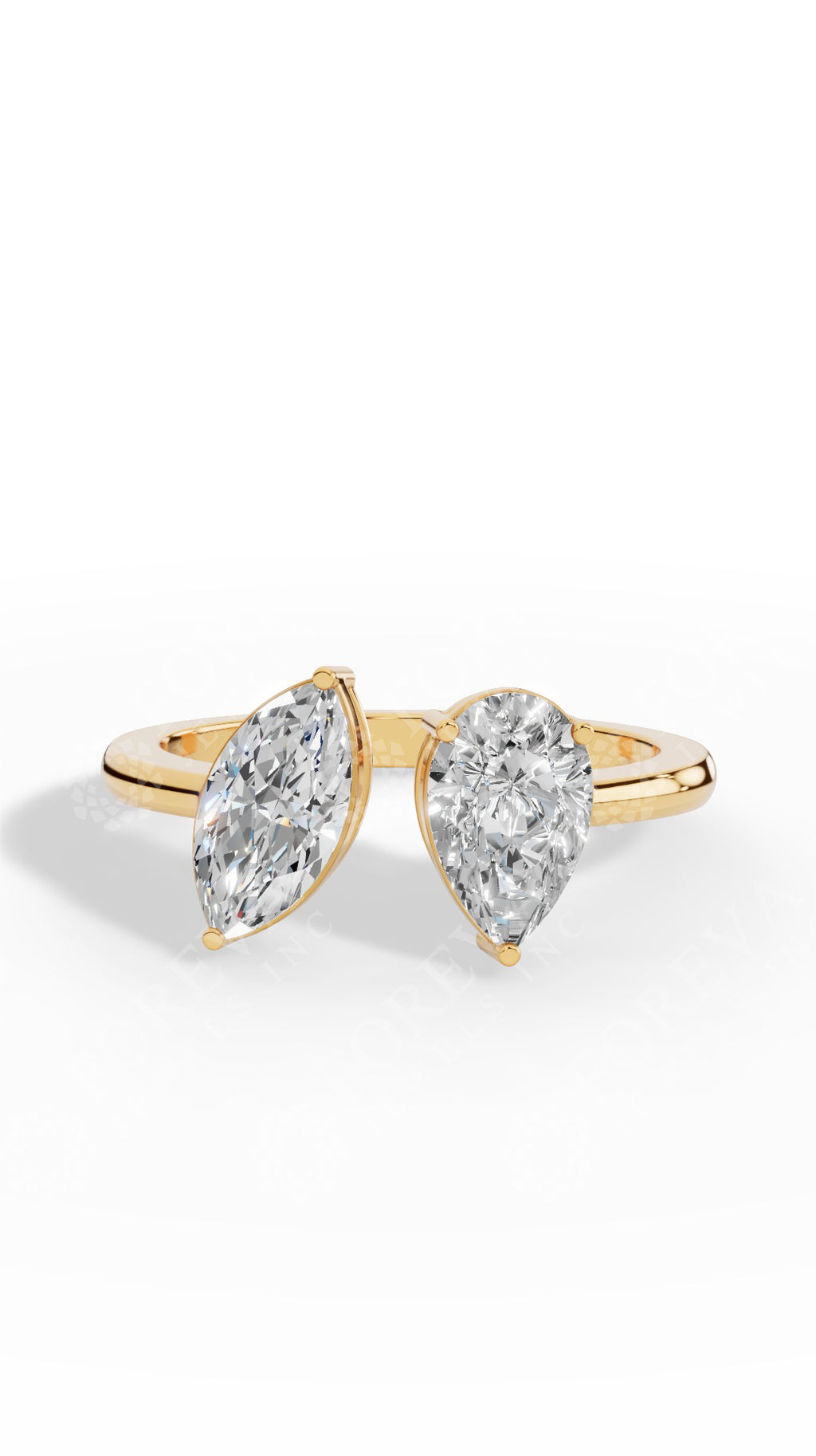 Toi-Et-Moi In Pear & Marquise Cut Two Stone Ring 18K Yellow Gold 1.7 CTW