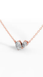 Toi Et Moi Necklace With Cushion And Pear Cut Lab Grown Diamond With Chain 18k rose gold