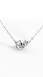 Toi Et Moi Necklace With Cushion And Pear Cut Lab Grown Diamond With Chain 18k white gold