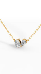 Toi Et Moi Necklace With Cushion And Pear Cut Lab Grown Diamond With Chain 18k yellow gold