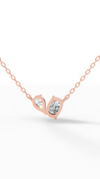 Toi Et Moi Necklace With Cushion And Pear Cut Lab Grown Diamond With Chain rose gold back