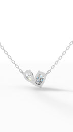 Toi Et Moi Necklace With Cushion And Pear Cut Lab Grown Diamond With Chain white gold back