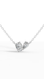 Toi Et Moi Necklace With Cushion And Pear Cut Lab Grown Diamond With Chain