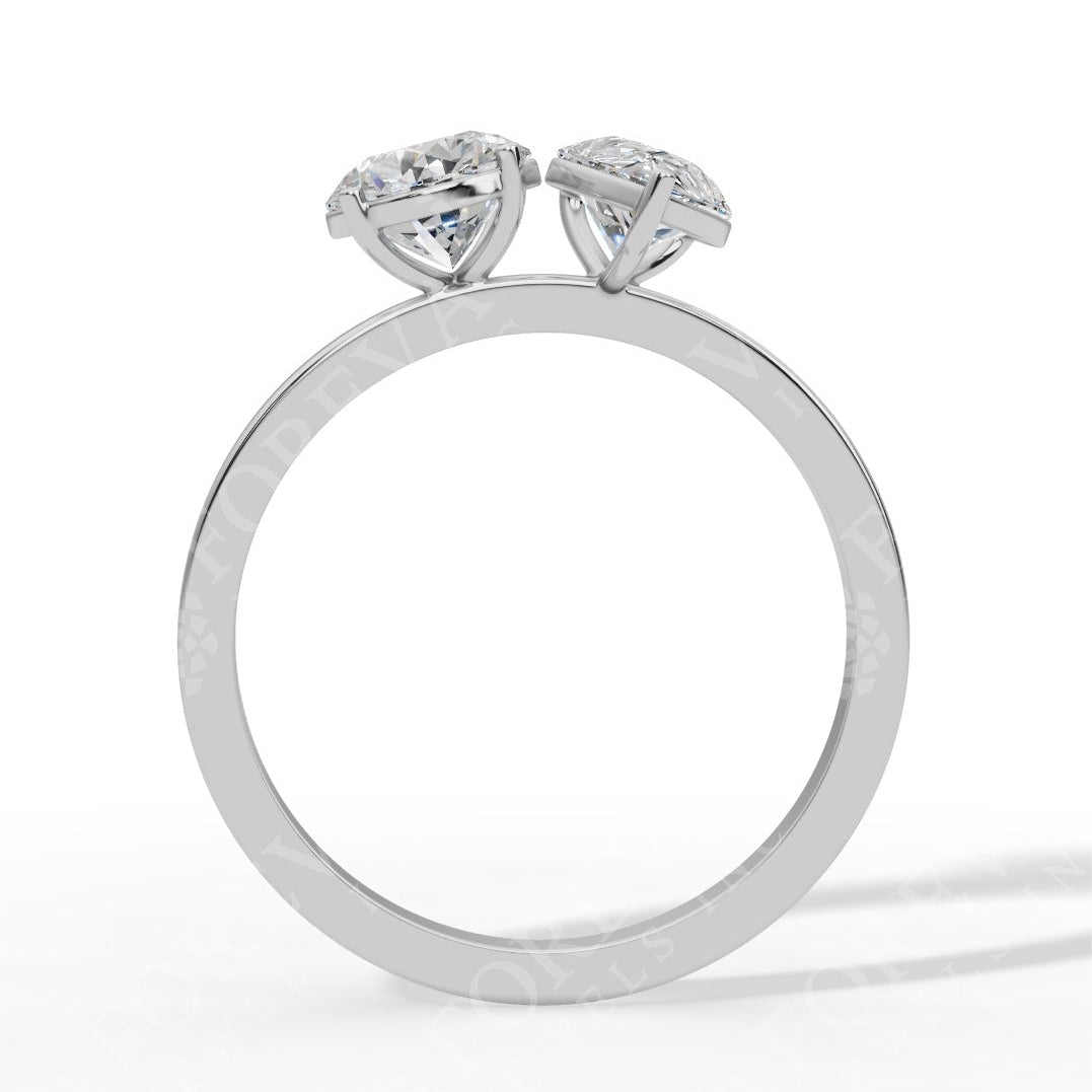 Toi Et Moi Pear And Round Cut Lab Grown Diamond Ring white gold side