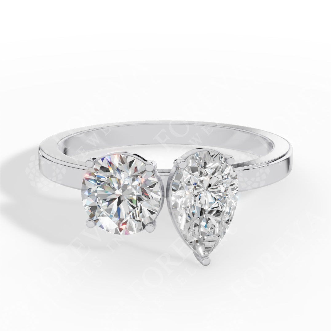 Toi Et Moi Pear And Round Cut Lab Grown Diamond Ring