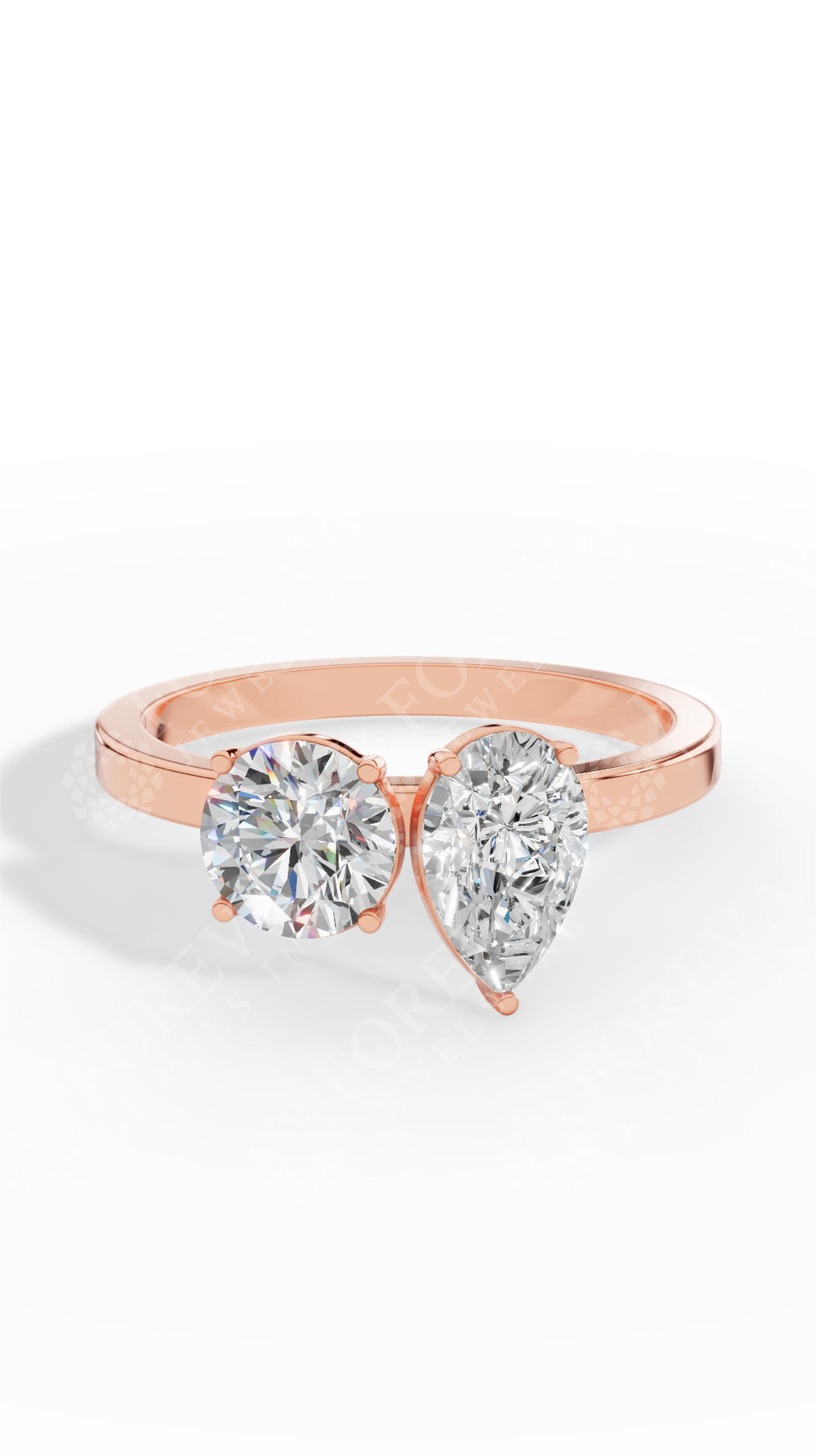 Toi Et Moi Pear And Round Cut Ring 10K Rose Gold 1.65 CTW