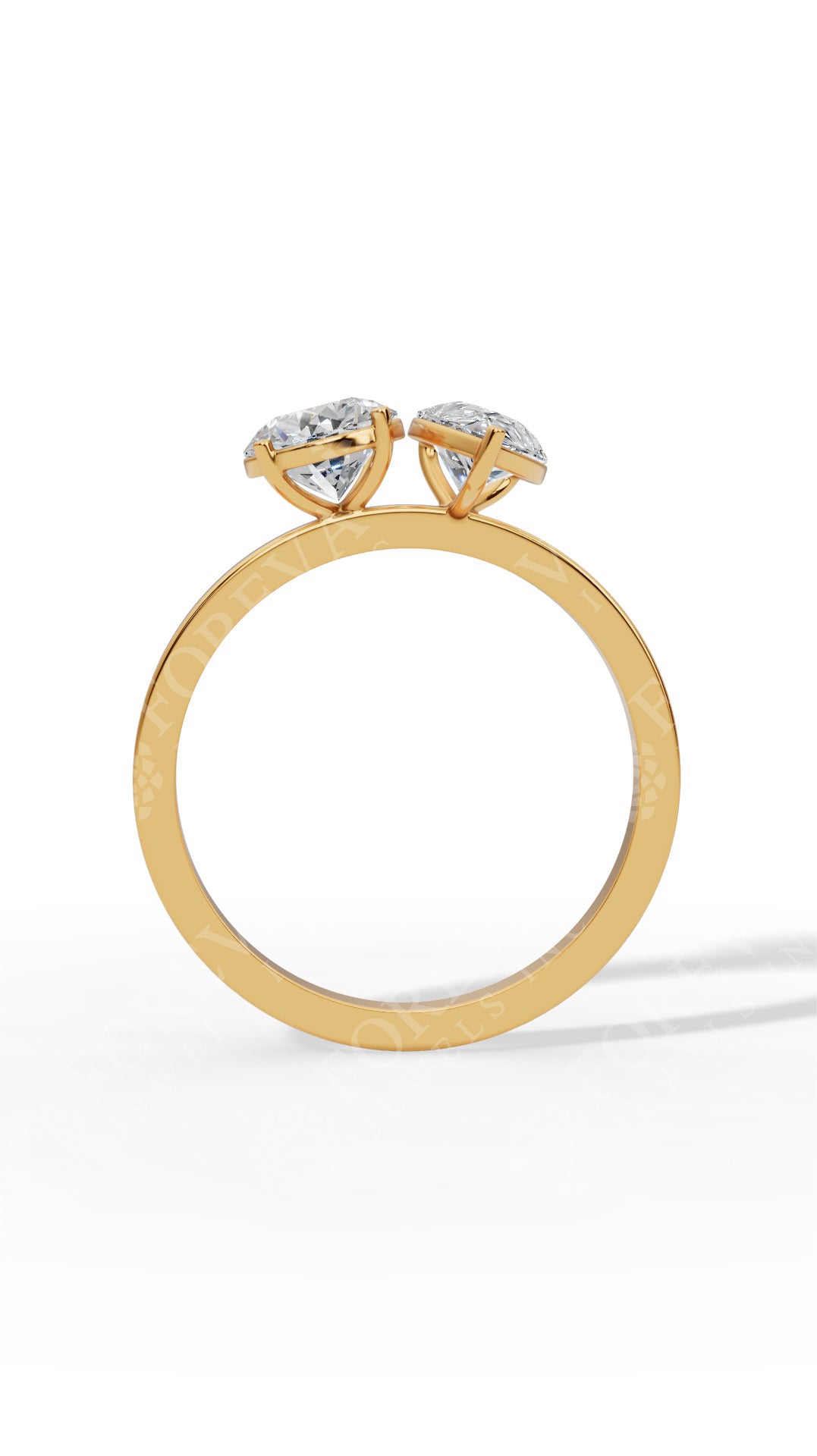 Toi Et Moi Pear And Round Cut Ring 10K Yellow Gold 1.65 CTW