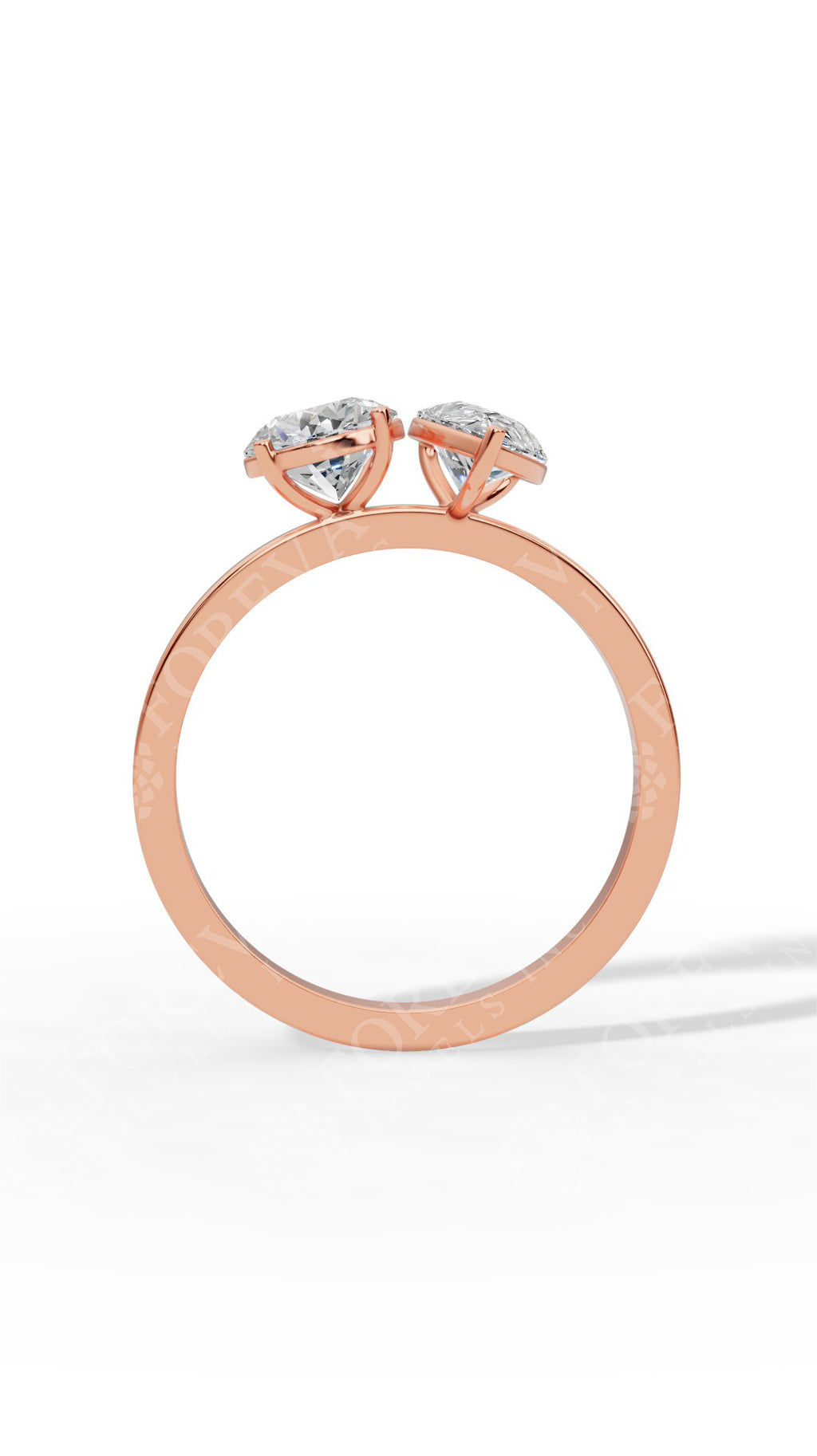 Toi Et Moi Pear And Round Cut Ring 14K Rose Gold 1.65 CTW